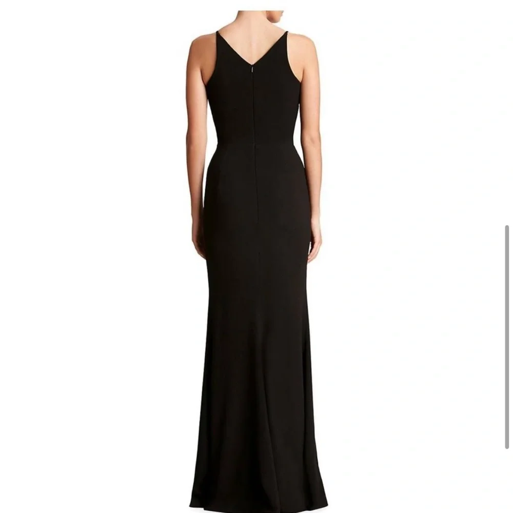 Dress the Population Black Iris Slit Crepe V-neck Gown Dress - Picture 2 of 10